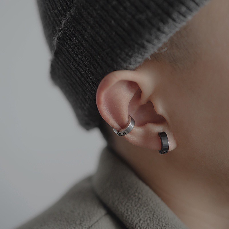 Bông tai thép titan kiểu dáng đơn giản cá tính phong cách hip hop Hàn Quốc