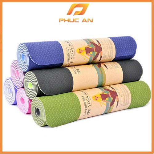 Thảm tập YOGA TPE cao cấp 6mm 2 lớp chống trơn trượt, Thảm tập GYM -Thể thao Phúc An