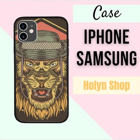 Ốp Điện Thoại Màu Đen Chú Sư Tử Cao Bồi Đội Nón Cao Cấp mcm Chơi Game cho IPHONE SAMSUNG MYS20220505