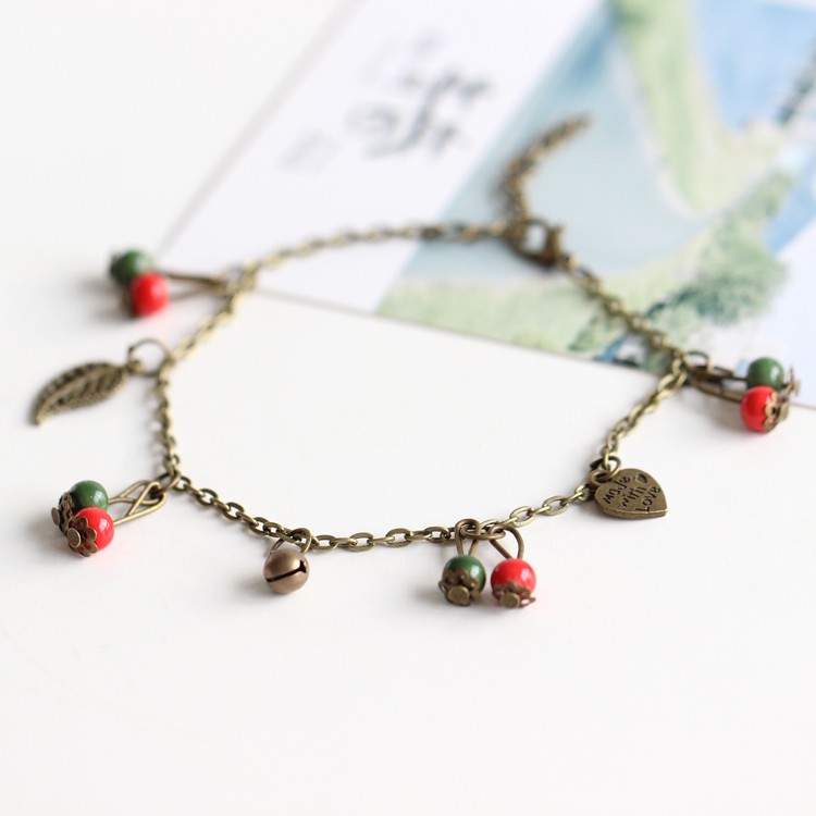 Lắc chân hạt gốm thủ công giá rẻ phong cách Boho cổ điển