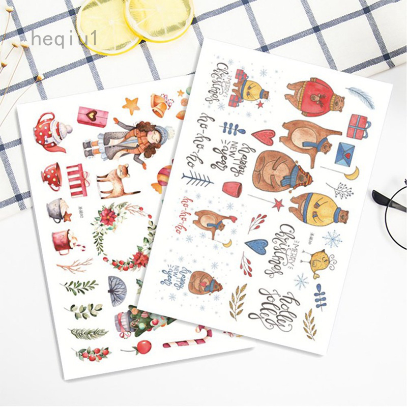 1 Sticker Dán Trang Trí Album Ảnh Diy Hình Ông Già Noel / Người Tuyết / Tuần Lộc Giáng Sinh