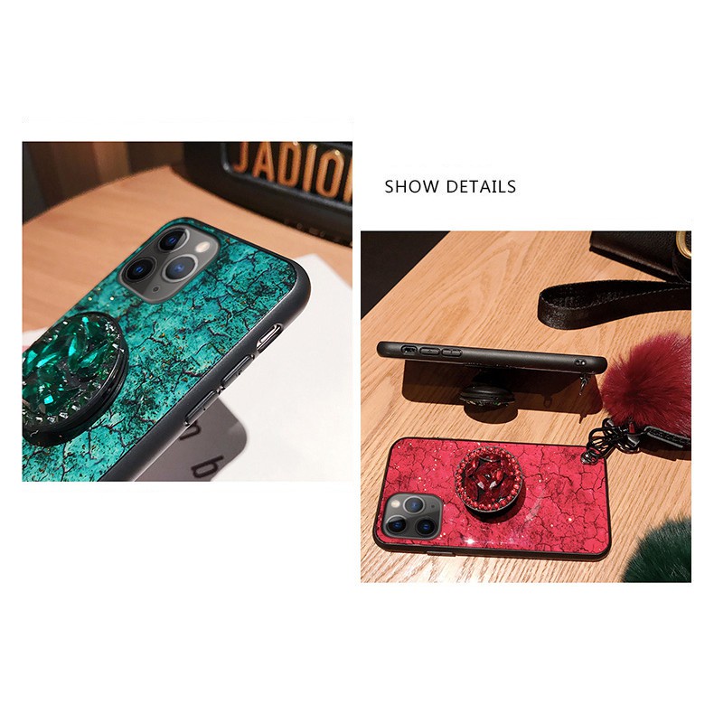 Ốp Điện Thoại Epoxy Mềm Có Vòng Đỡ Và Dây Đeo Cho iPhone 13 Pro MAX/12 11 Pro/13 12 Mini/XS MAX XR XS/6 6S 7 8 Plus
