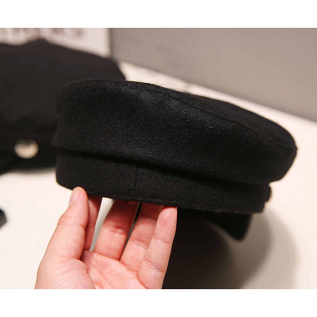 Mũ beret màu xanh dương phong cách quân đội cho nữ