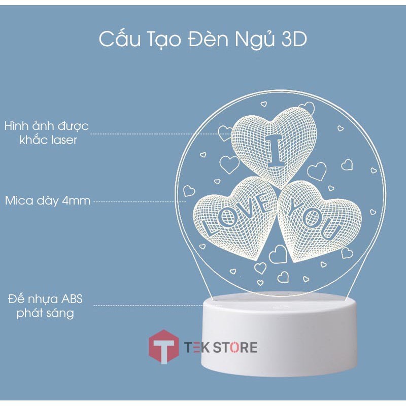 Đèn led 3D đèn ngủ 3 màu cắm điện trực tiếp