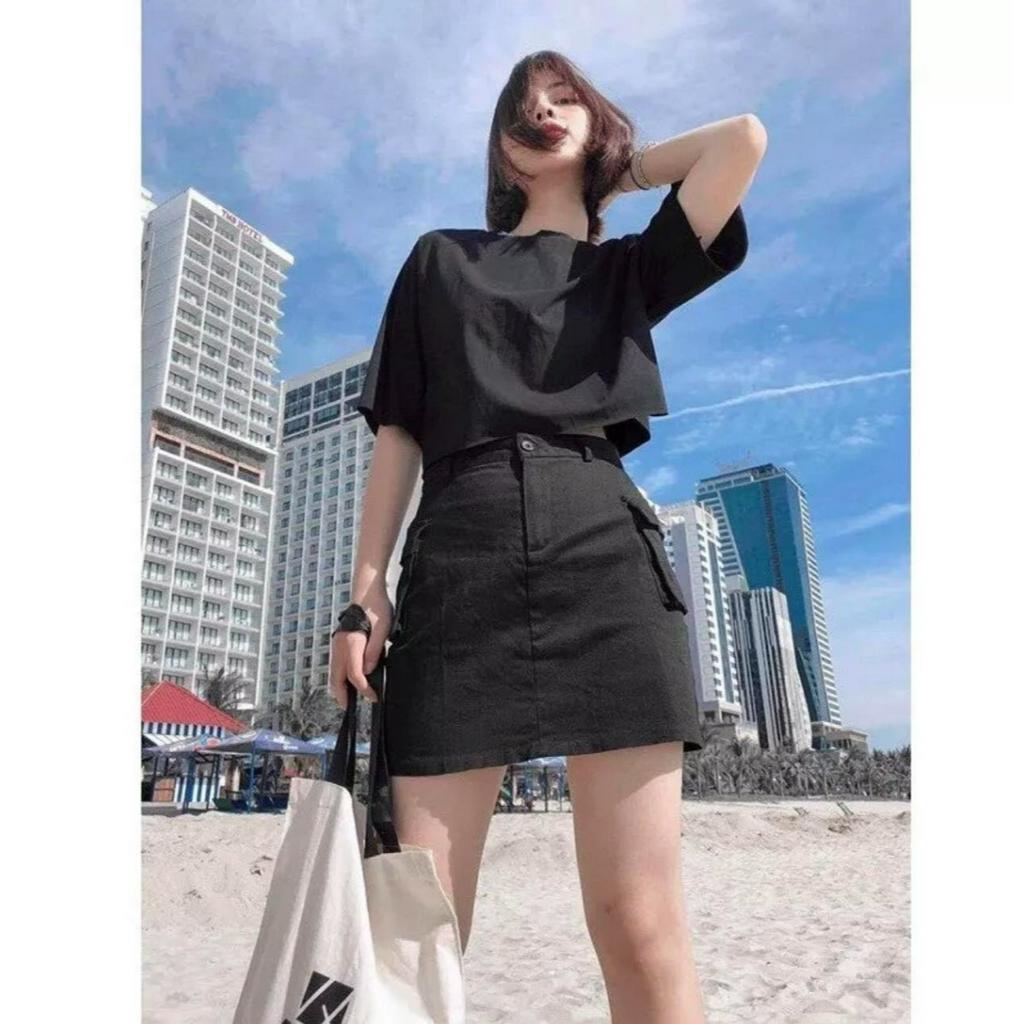 Chân Váy KaKi Chữ A Túi Hộp Phong Cách Hàn Quốc Có Quần Trong Lên From Chuẩn