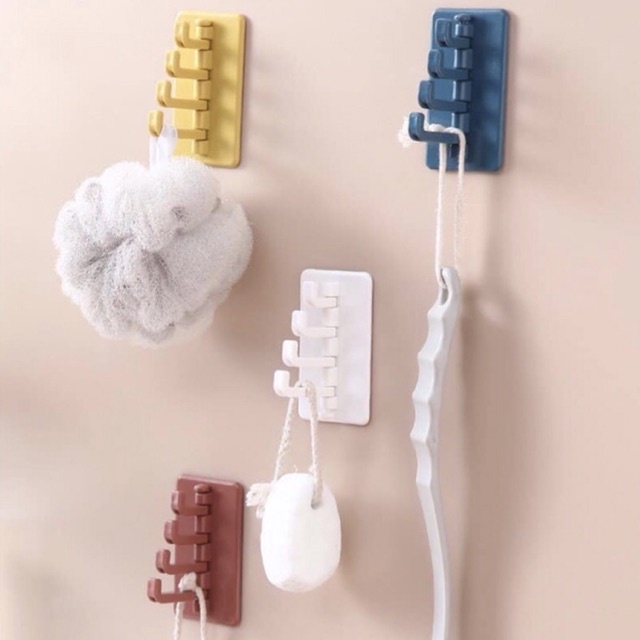 Móc dán tường 4 nhánh siêu chắc, móc xoay 4 chấu treo đồ dán tường đa năng - TiNa’s House