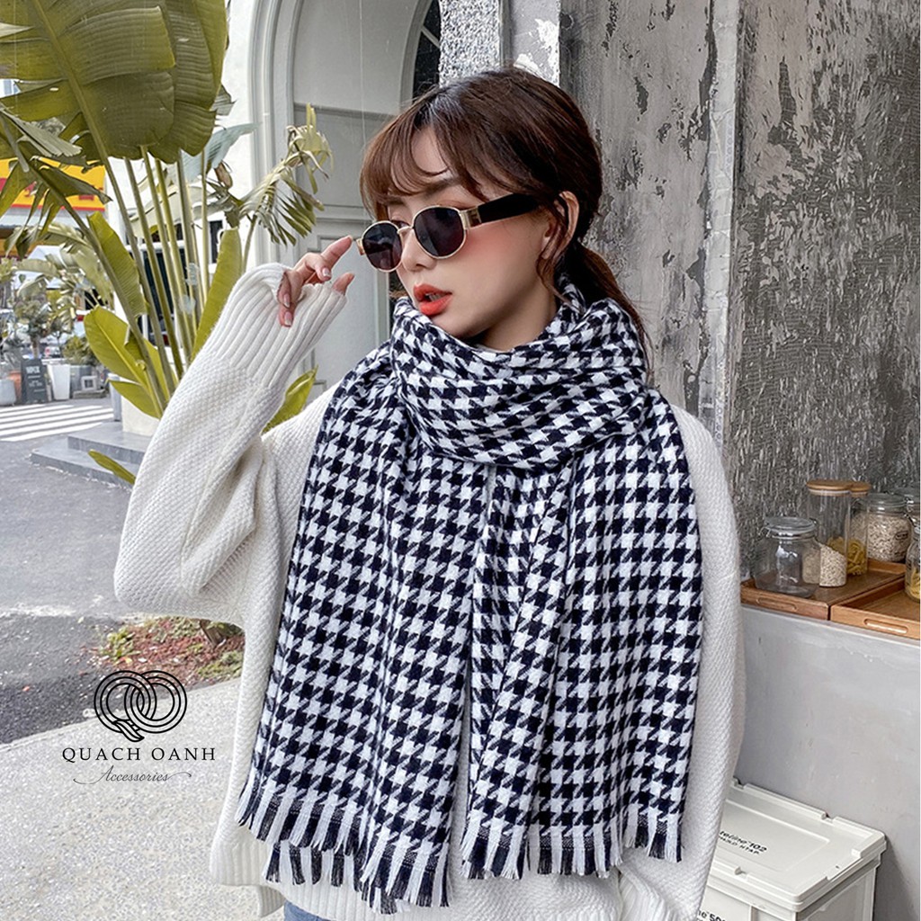 [FREESHIP đơn từ 0đ] Khăn dạ kẻ trám xinh xắn dành cho bạn gái - KH01