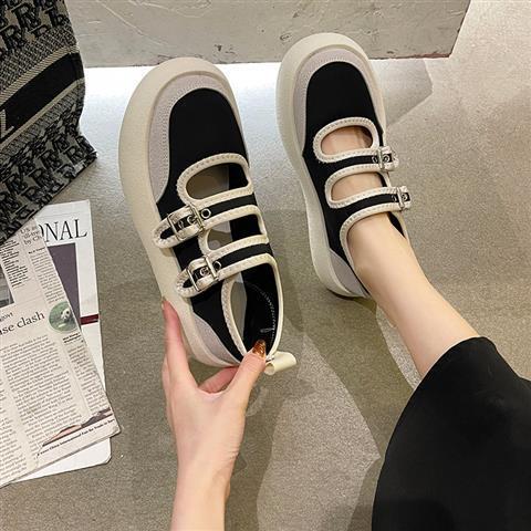 Giày canvas đế dày màu trắng thiết kế mới thời trang mùa xuân hè dành cho nữ
