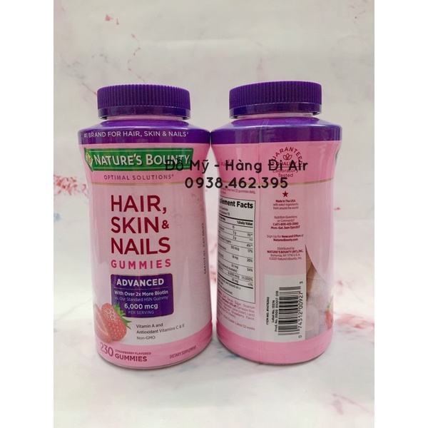 Kẹo dẻo Hair, Skin and Nails Gummies 230 viên