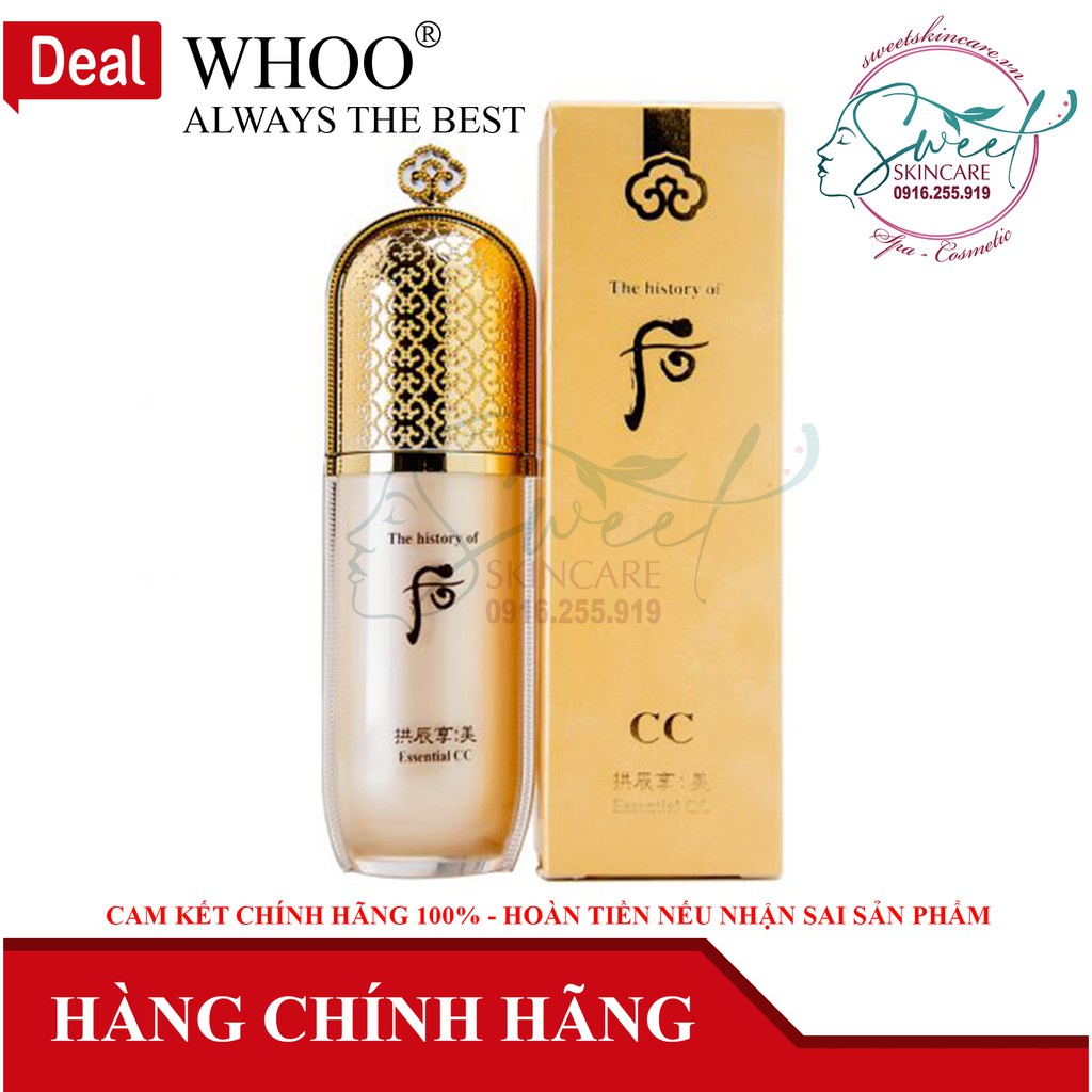 Kem nền che khuyết điểm Whoo Essential Foundation CC cho da mịn màng