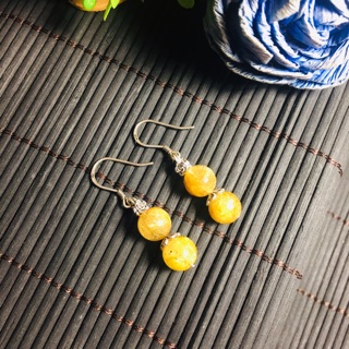 Bông tai thach anh tóc vàng