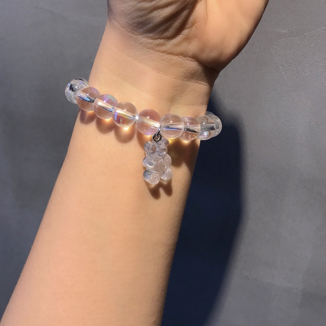 Vòng tay chuỗi hạt pha lê mặt hình gấu phong cách Hàn Quốc cho cặp đôi 22645