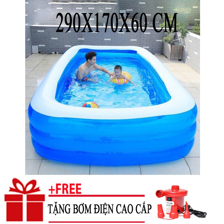 Tặng kèm Bơm Điện cao cấp -bể bơi siêu to 2m9