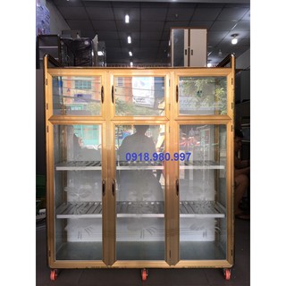 Tủ chén nhôm, tủ nhôm kính, tủ đựng chén bát  TCND1214