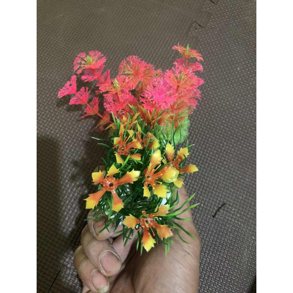 Phụ kiện trang trí bể cá, cây giả trang trí bể cá side vừa