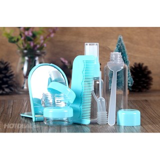 Bộ Chiết Mỹ Phẩm Du Lịch 9 Món Tiện Dụng (có Gương, Lược, khăn mặt)