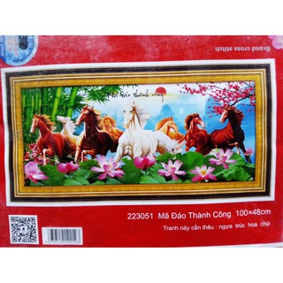 Tranh thêu chữ thập mã đáo thành công 223051