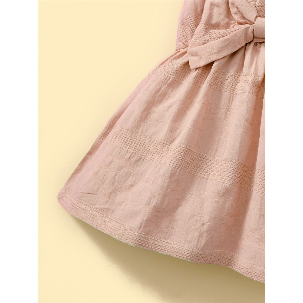 Đầm MIKRDOO hai dây đính nơ màu sắc macaron thời trang đi biển mùa hè dành cho bé gái 1-6 tuổi