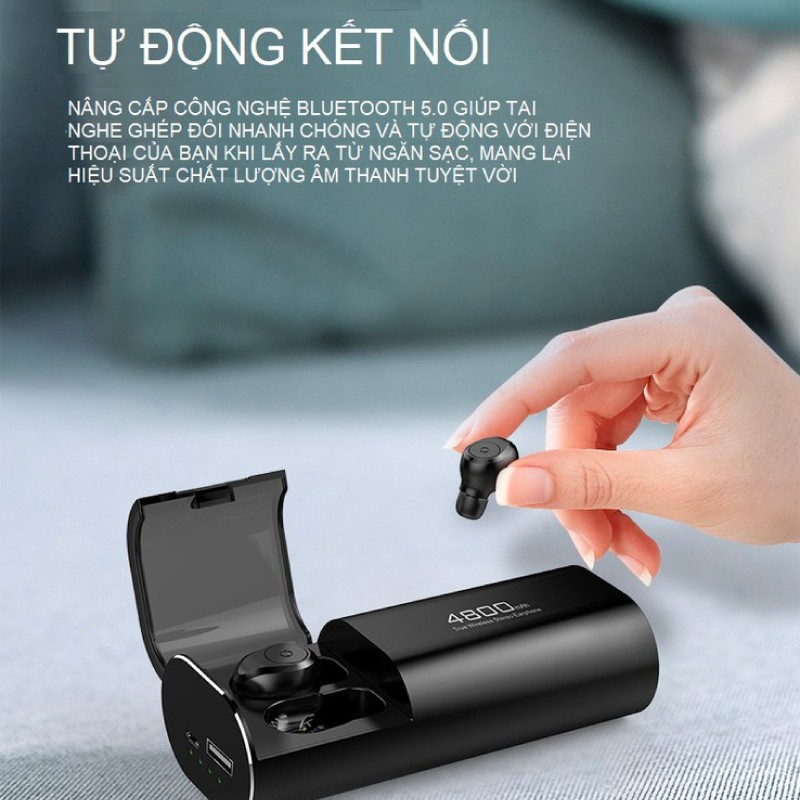 Tai nghe không dây bluetooth 5.0 S11 TWS kiêm sạc dự phòng 4800mAH, chống nước IPX7, bảo hành 3 tháng