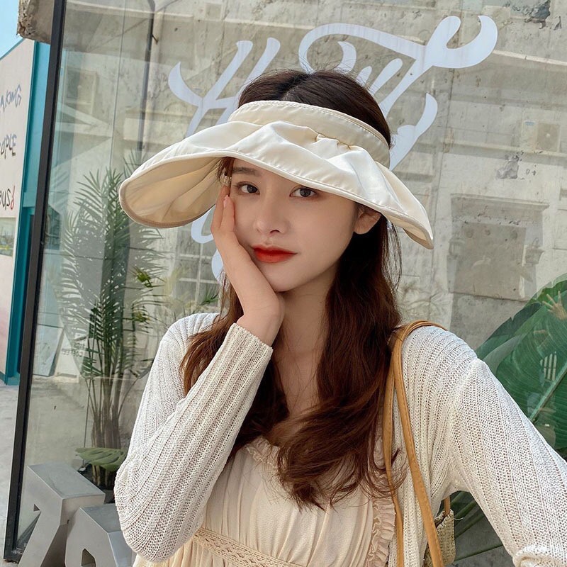 Mũ nửa đầu vành rộng gấp gọn kèm bờm dành cho bạn gái đi biển đi chơi mùa hè