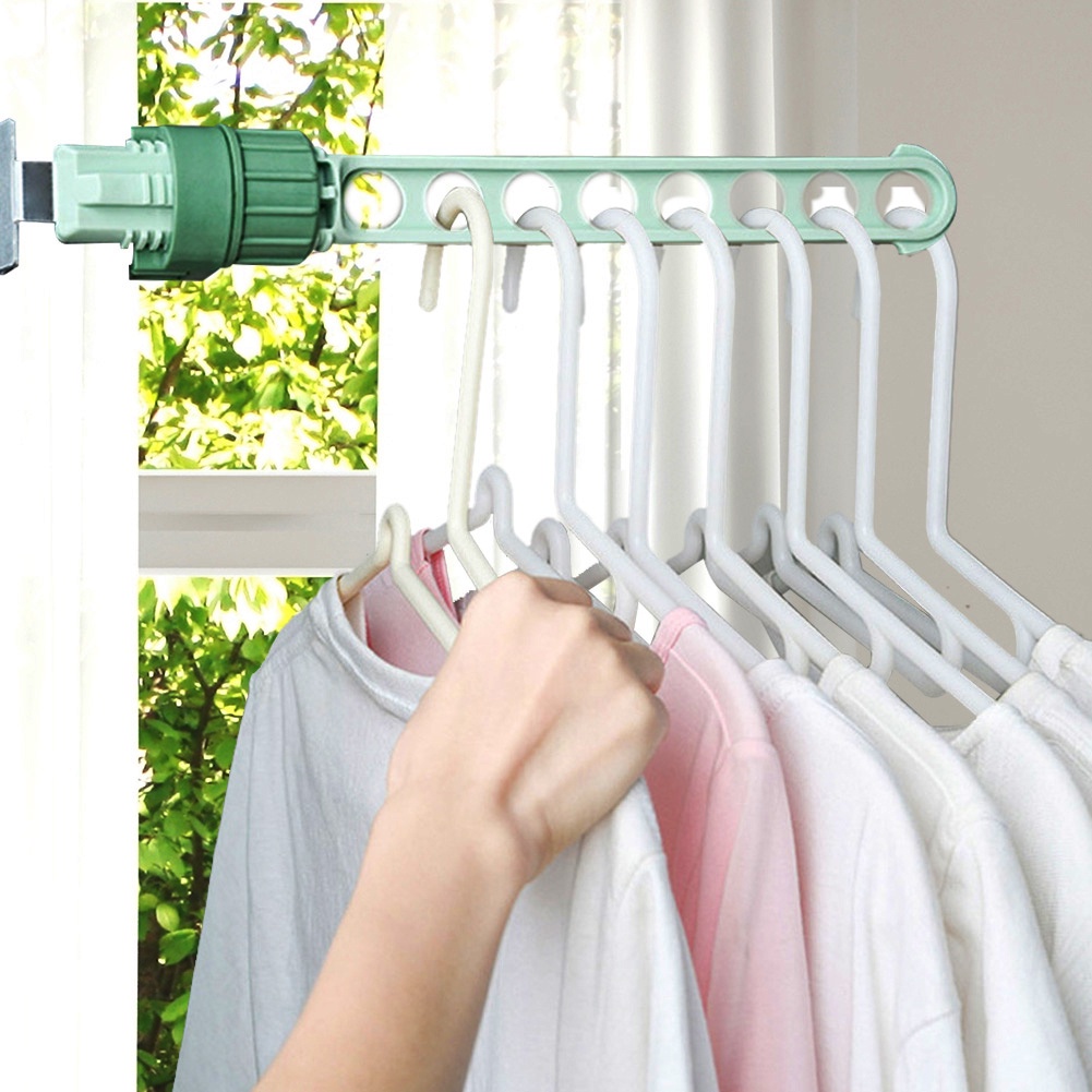 Thanh treo móc quần áo Gắn Cửa Sổ 8 Lỗ Xoay Được