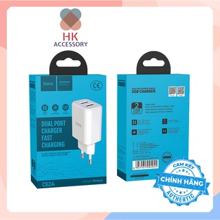 Củ sạc/ cốc sạc nhanh 02 cổng hoco c62a hàng chính hãng