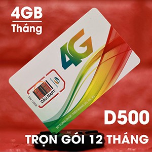 SIM 3G 4G VIETTEL D500 TRỌN GÓI 12 THÁNG KHÔNG CẦN NẠP TIỀN GIÁ CỰC RẺ - TẶNG BÚT CẢM ỨNG THÔNG MINH