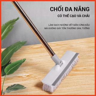 chổi cọ sàn kết hợp cây gạt nước cán dài - cây cọ rửa nhà tắm 2 đầu xoay 180 độ dễ dàng điều chỉnh độ dài