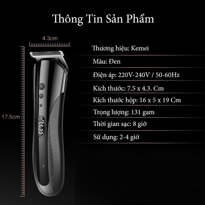 Tông đơ đa năng cắt tóc, cạo râu , tỉa lông mũi 3 IN 1 KEMEI 1407