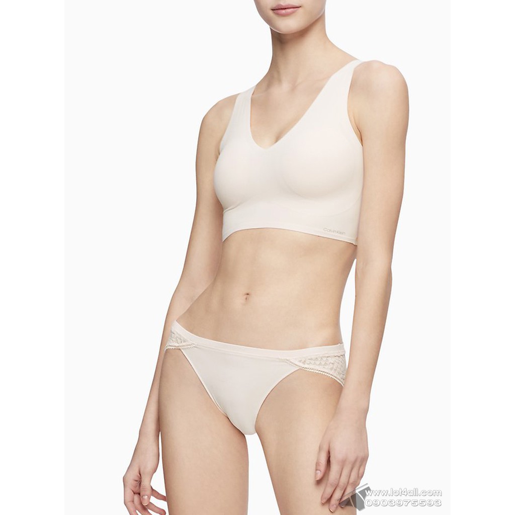 Quần lót nữ Calvin Klein QF5131 Perfectly Fit Geometric Lace Bikini Ivory