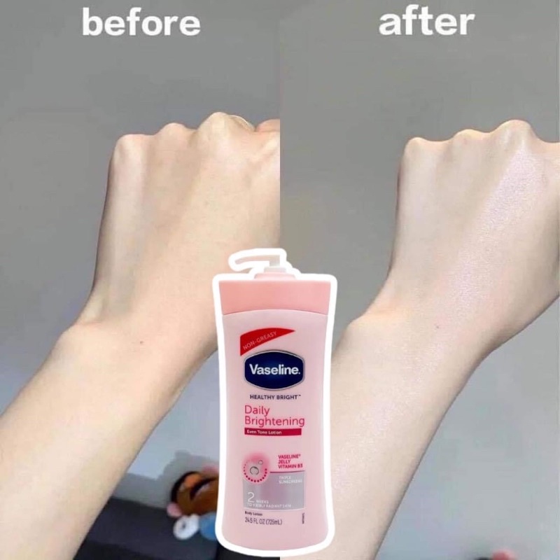 Sữa dưỡng thể Vaseline Healthy White UV Lightening Body Lotion 725ml giúp dưỡng trắng dưỡng ẩm Laika