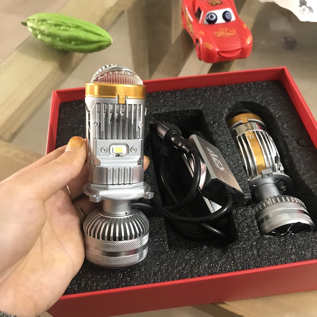 Bi led mini AES Projector Lens mắt ếch chân H4 cho ô tô- hàng cao cấp