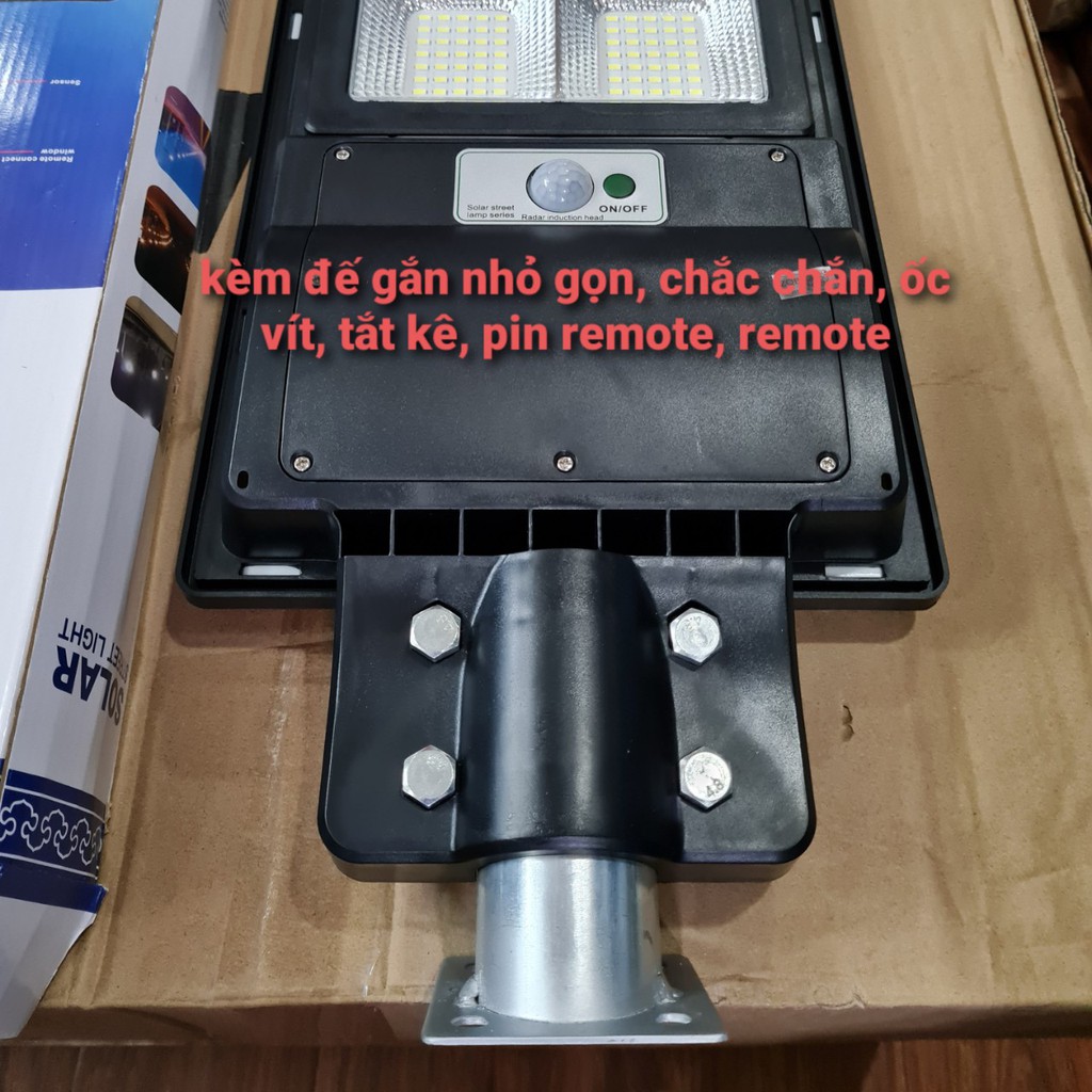 Có remote - Đèn Led năng lượng mặt trời 90w liền thể cảm biến siêu sáng - Tặng đế gắn đèn, bảo hành 12 tháng 1 đổi 1