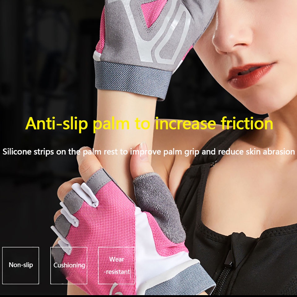 Mới Đôi găng tay thể thao nửa ngón chống trượt chống mài mòn luyện tập thể hình