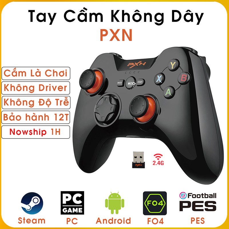 Tay Cầm Chơi Game Không Dây PXN 9613 Có Rung, Hỗ Trợ PC Và Điện Thoại Android