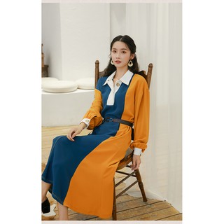 Đầm 2 Màu Vintage Cao Cấp MUOJ - Phong Cách Retro