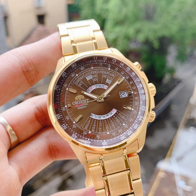 Đồng hồ nam Orient Perpetual Calendar FEU07003TX Gold, máy Automatic, lịch vạn niên, lịch ngày giờ, mạ vàng PVD, 44mm