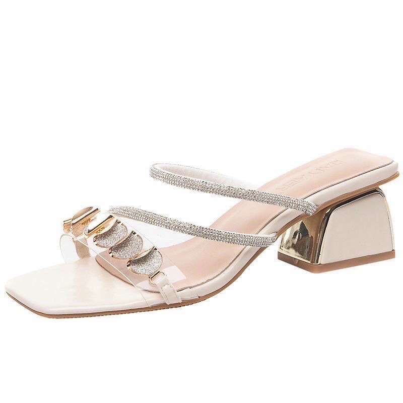 Giày cao gót guốc mặt trăng dây xoàn 5cm siêu hot