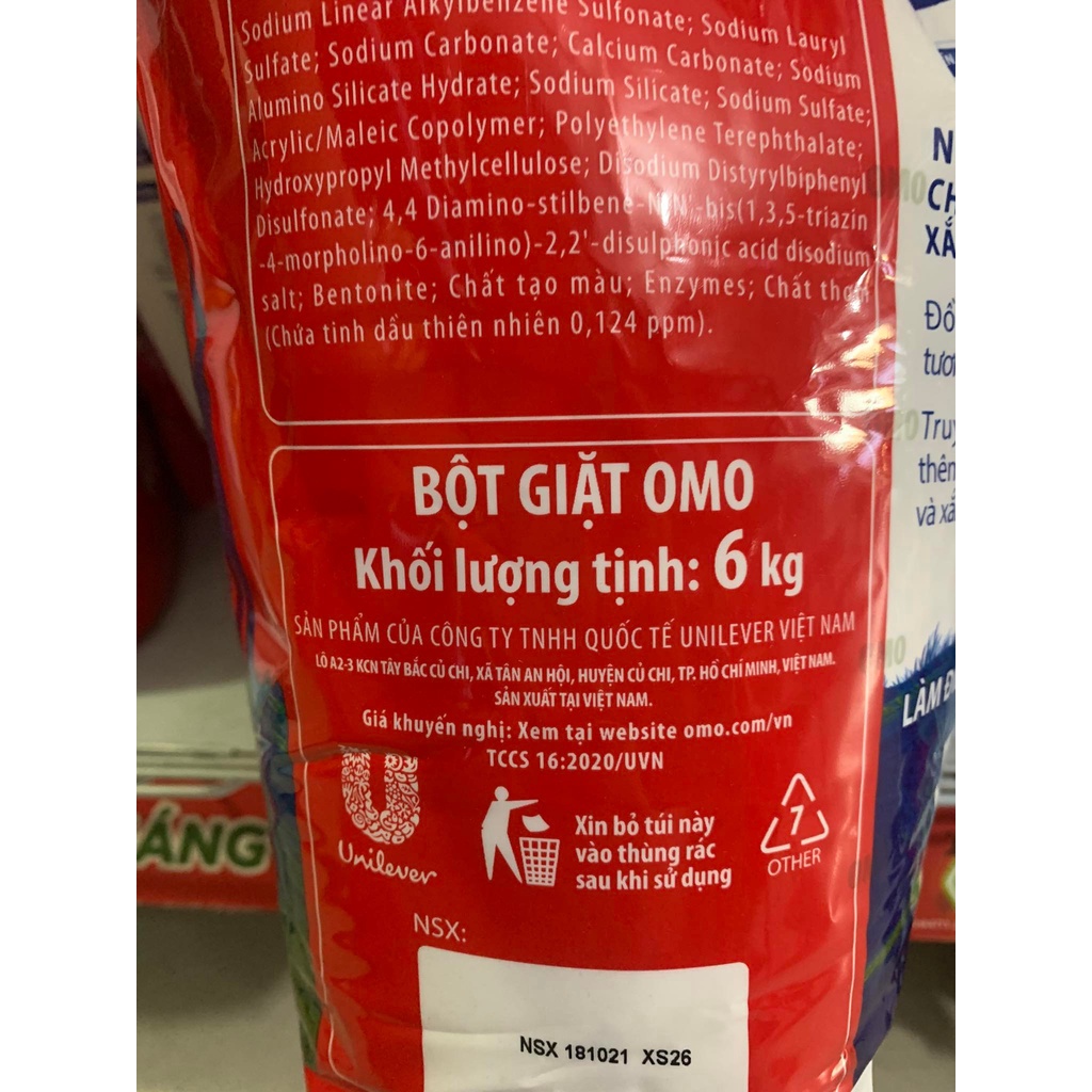 [HỎA TỐC]Bột giặt Omo đỏ sạch cực nhanh 6kg