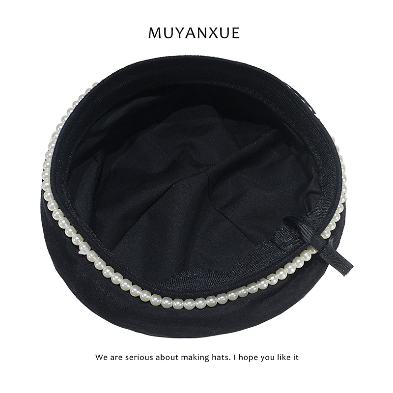 Mũ nồi đính ngọc trai giả phong cách Hàn Quốc thời trang nữ