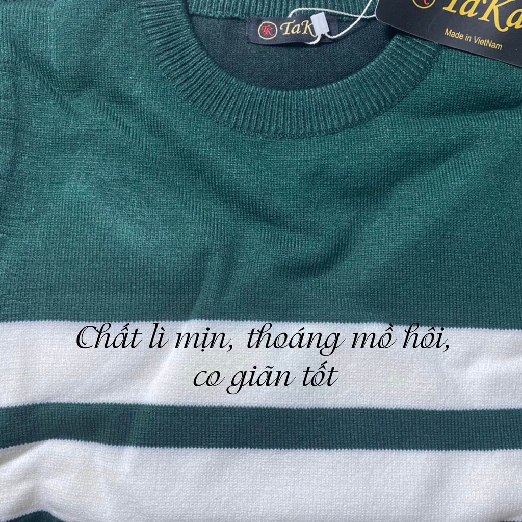 Áo len nam cổ tròn ABABA kẻ 3 vạch ngực m9 đẹp, sweater len nam, kiểu dáng Hàn Quốc