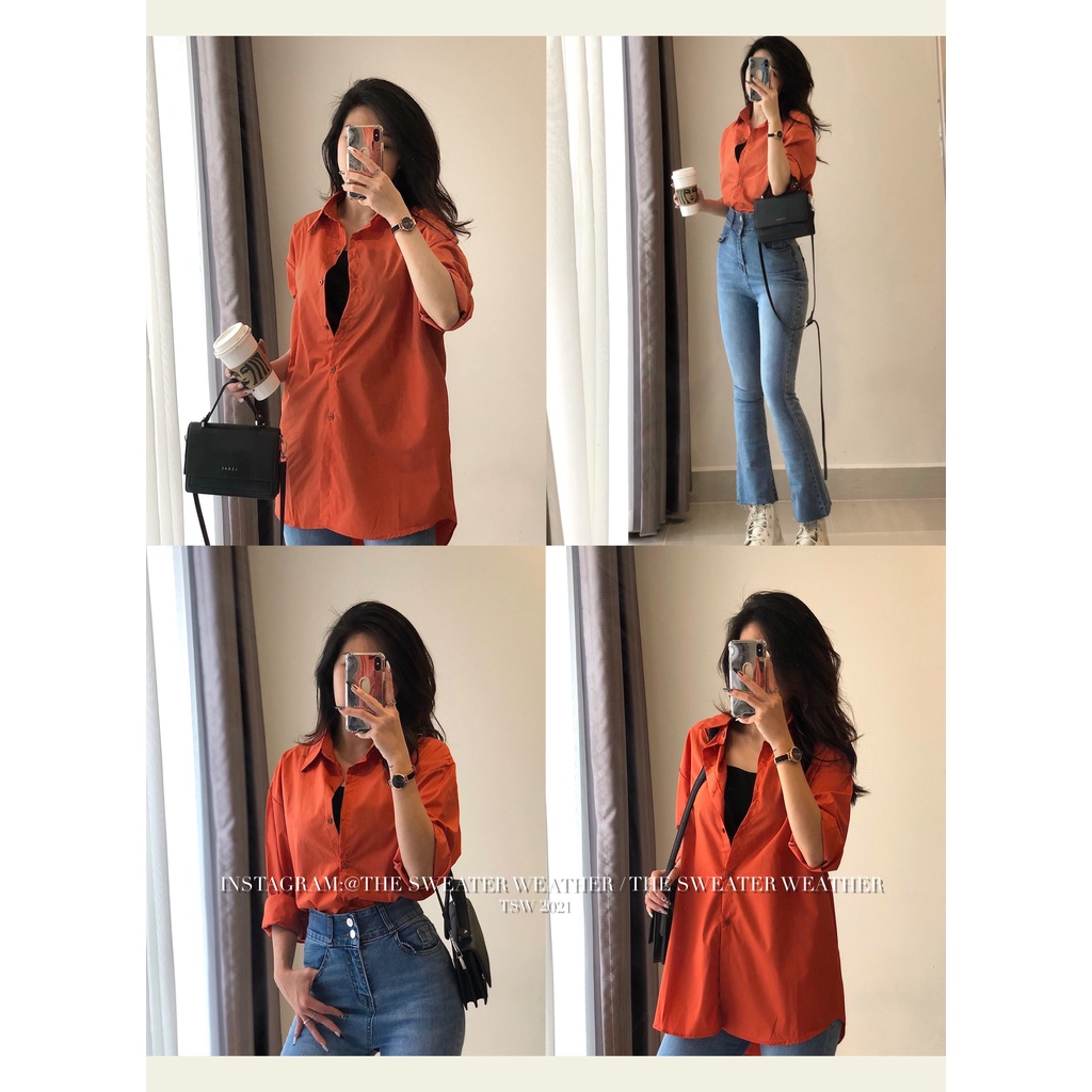 [Mã FAMARAL1 giảm 10K đơn 50K] (Ảnh thật) Áo sơ mi thô mềm 8 màu trơn oversize TSW