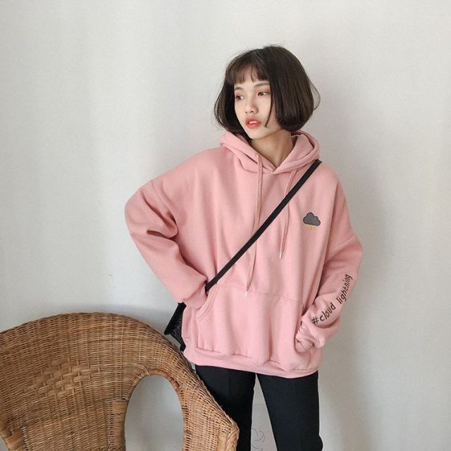 Áo Hoodie Hồng đám mây hot trend form cực rộng | BigBuy360 - bigbuy360.vn
