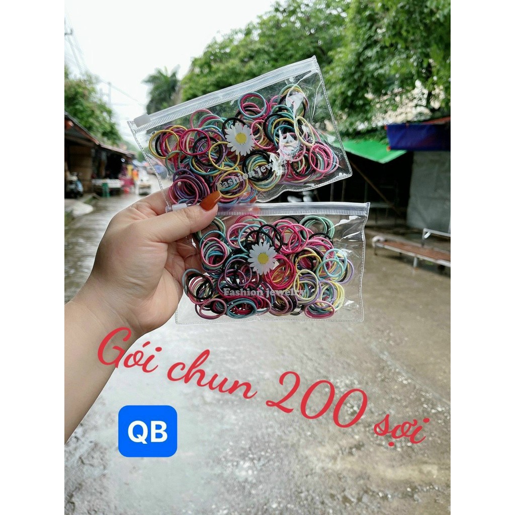 Sét 100 chun buộc tóc trộn màu cho bé