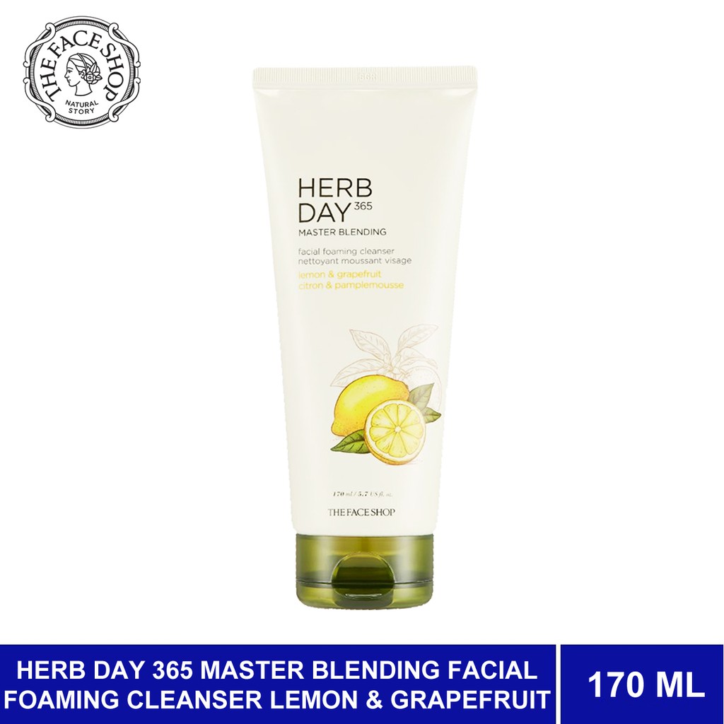 SỮA RỬA MẶT HERB DAY 365 MASTER BLENDING FACIAL FOAMING CLEANSER LEMON & GRAPEFRUIT THE FACE SHOP 170ML