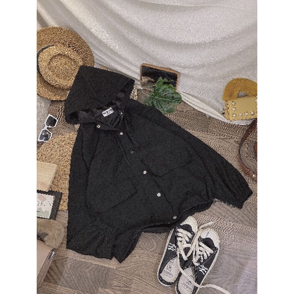 Áo Khoác Túi Hộp Nút Bấm Form Unisex Ulzzang Nam Nữ