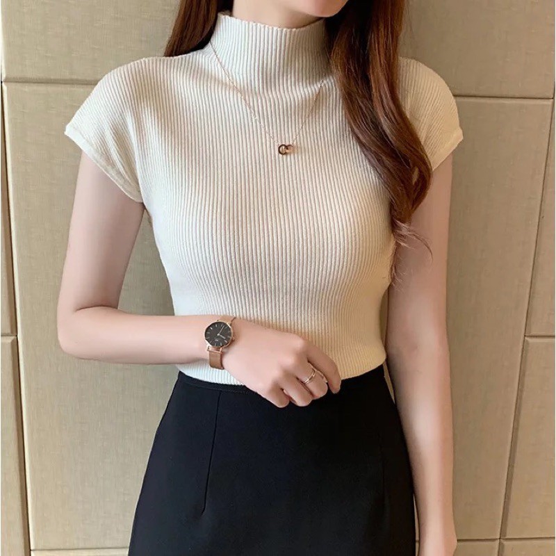 Áo len tay hến cổ 3 phân nữ tính