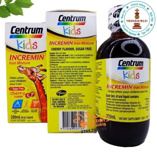 Siro cho bé biếng ăn Centrum Kids Incremin Iron Mixture, Úc (200ml) cho trẻ từ 6 tháng tuổi - Trend girls online