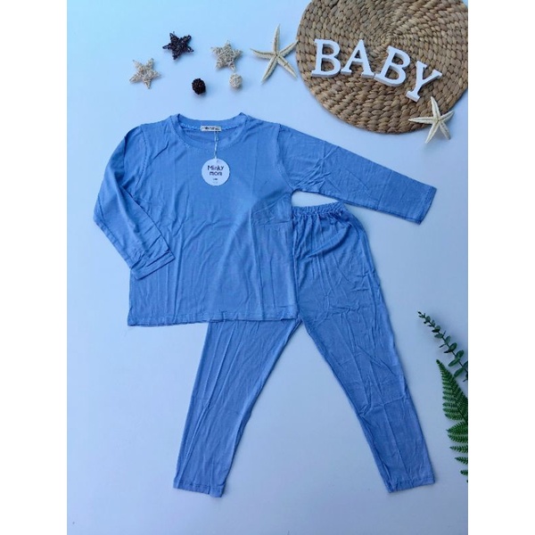 [Bé 20-32kg] Bộ dài tay màu trơn thun lạnh Minky Mom cho bé trai bé gái từ 20-32kg