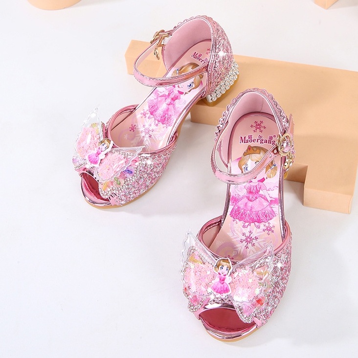 Giày công chúa cao gót cho bé gái 3-10 tuổi họa tiết Elsa mới đáng yêu xinh xắn